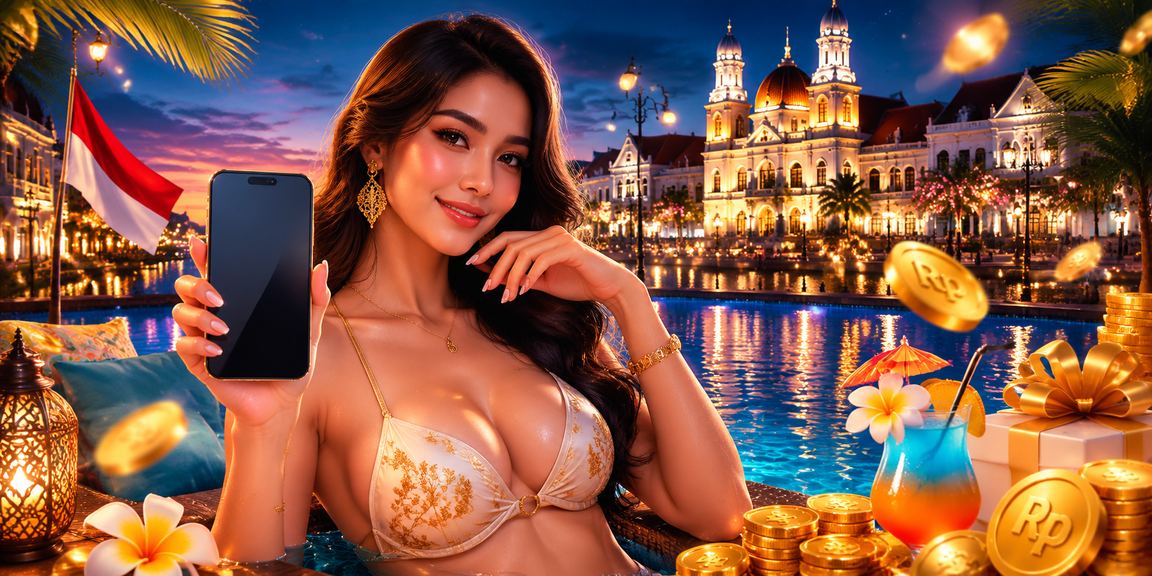 Tampilan aplikasi casino online di suasana festival malam yang meriah dan berwarna-warni